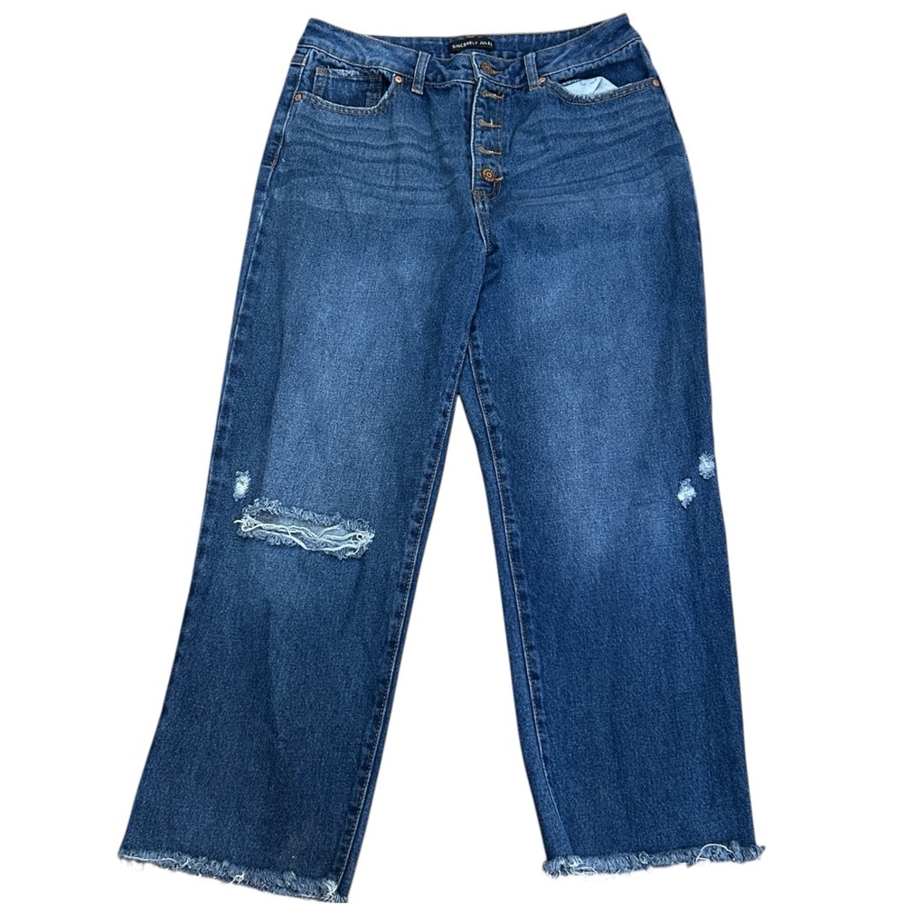 Sincerely Jules Button Fly Distressed Jeans Women’s Size 9/29 High Rise 5 pocket